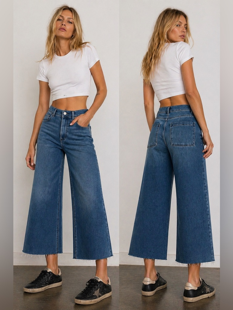 Rag & Bone Miramar Terry Wide Leg Jeans 24 Cropped Raw Hem Nwt